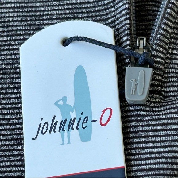 Johnnie-O Vaughn Men's 1/4 Zip Pullover Small Black Stripe Gray Golf Performance - Picture 5 of 8